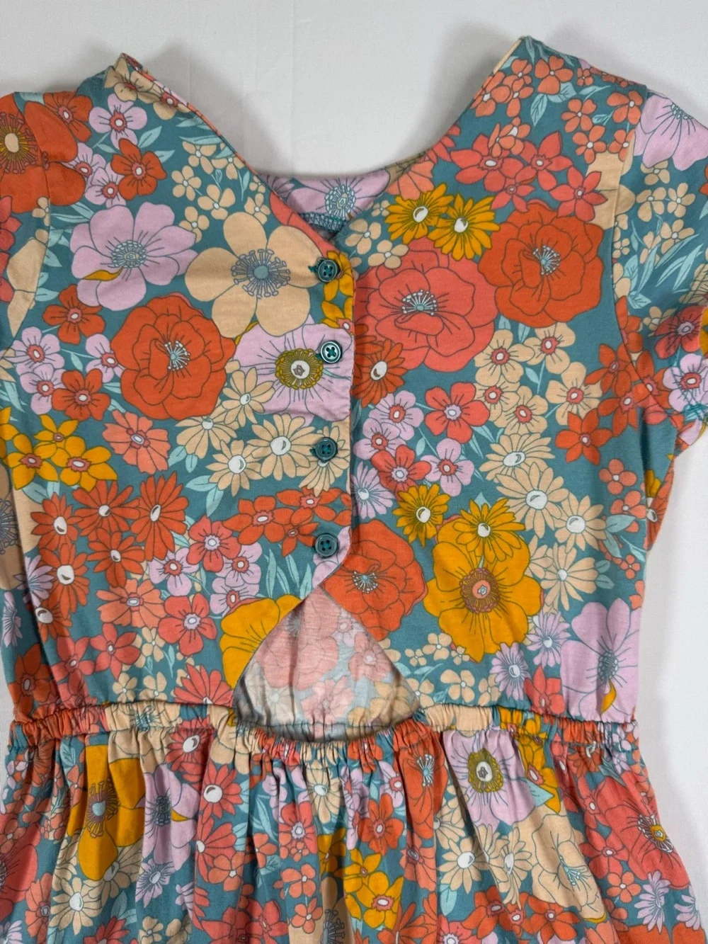 CARTER’S KID Girls Floral Dress Size 12/12A Boho Cotton Short Sleeve Spring